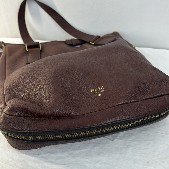 Fossil Brown Pebbled Leather Shoulder Bag - Picture 5 of 11